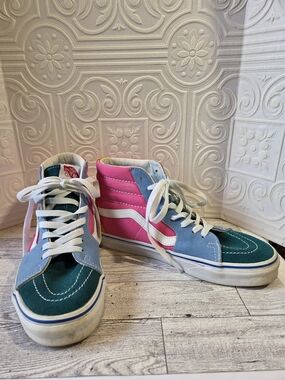 Vans Sk8-Hi Colorblock High-Top Sneakers - Teal, Light Blue & Pink